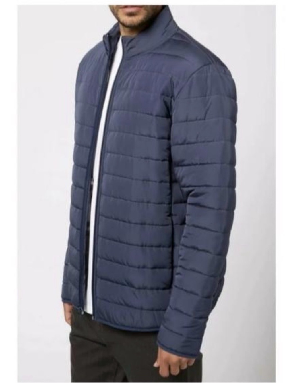 Voyager Men’s Blue Polar Fleece Lined Puffer Jacket Large NWT